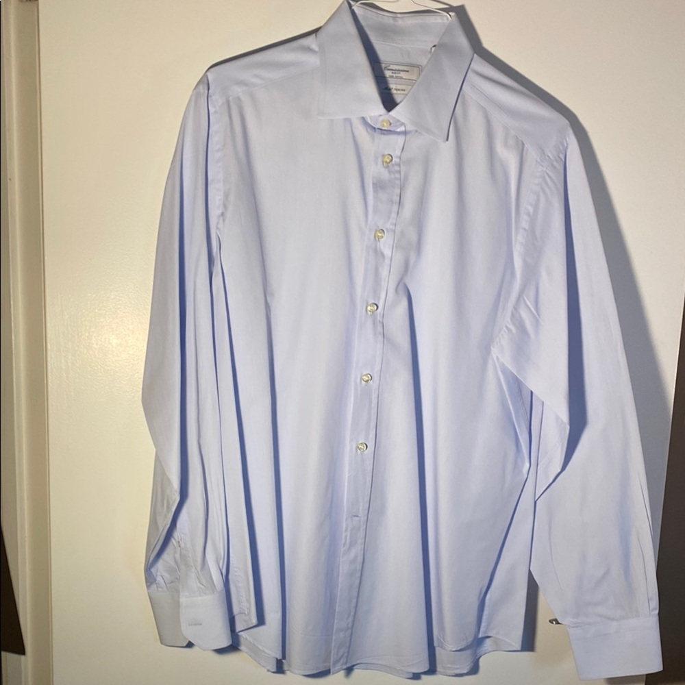 Classic Blue Dress Shirt with Point Collar